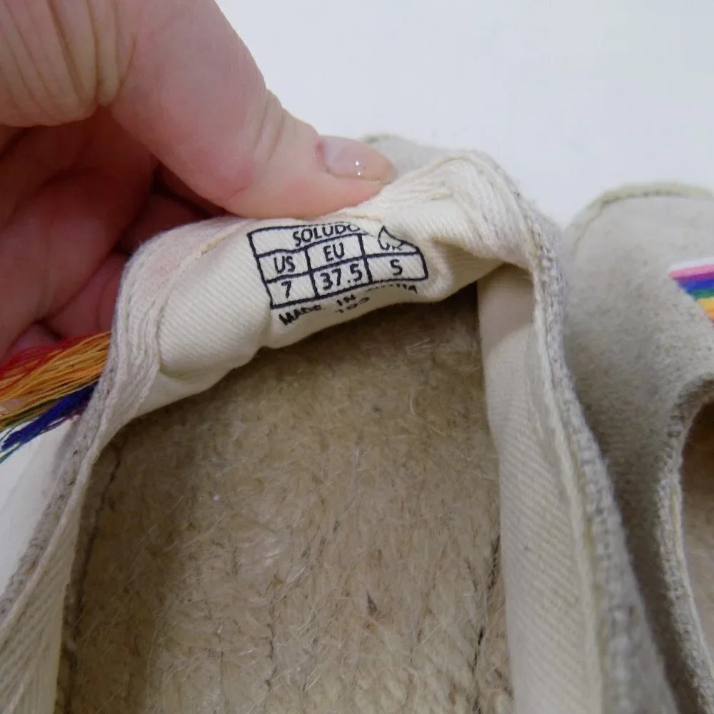 new! soludos espadrilles slip ons smoking flat loafer rainbow striped fringe